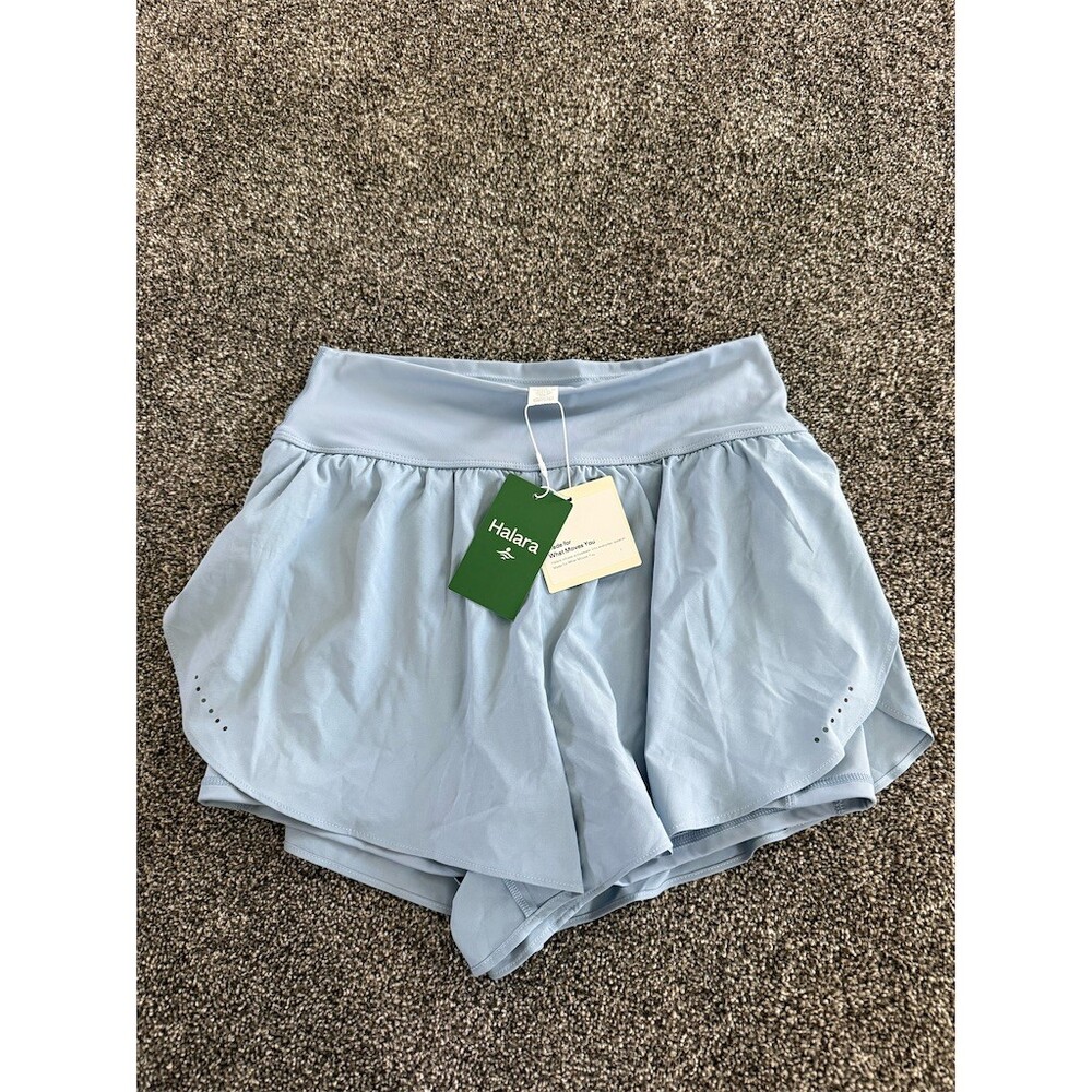Halara Running Shorts Womens Size M Light Blue High Waisted 2-in-1 Liner